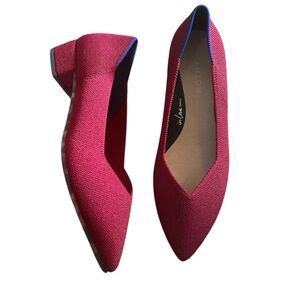 Rothy’s The High Point Block Heel Knit In Love Insole in Autumn Red Size 8.5